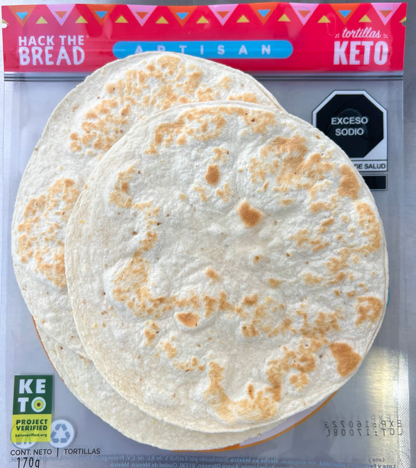 Tortillas Keto Cero Carbohidratos, Sin Azúcar de Hack The Bread® - 25 Calorías, 4g de Proteína, 7g de Fibra